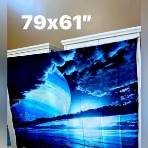 Moon over ocean oversized tapestry-thicker fabric